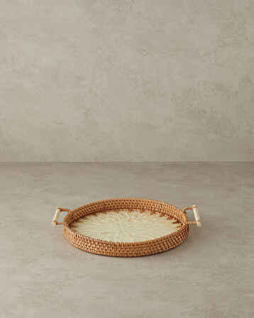 English Home Beatrice Sedefli Rattan Tepsi Kahverengi