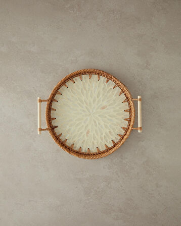 English Home Beatrice Sedefli Rattan Tepsi Kahverengi