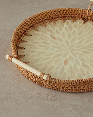 English Home Beatrice Sedefli Rattan Tepsi Kahverengi