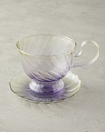 English Home Flow Borosilikat Çay Fincanı Takımı 4 Parça 2 Kişilik Yeşil-Pembe