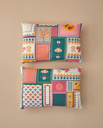 English Home Tropic Patchwork 2'li Yastık Kılıfı Pembe