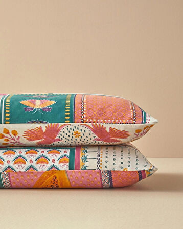 English Home Tropic Patchwork 2'li Yastık Kılıfı Pembe