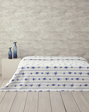 English Home Flower Line Çift Kişilik Pike Mavi