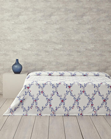 English Home Floral Slice Çift Kişilik Pike Koyu Mavi