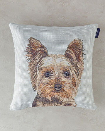 English Home Terrier Pamuk Polyester Dolgulu Kırlent Ekru - Gri