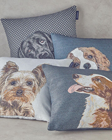 English Home Terrier Pamuk Polyester Dolgulu Kırlent Ekru - Gri