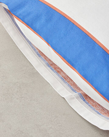 English Home Marine Stripe 2'Li Yastık Kılıfı Lacivert-Turuncu