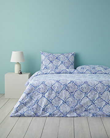 English Home Coastal Treasures Pamuklu Ranforce Tek Kişilik Nevresim Seti 160x220 cm Mavi