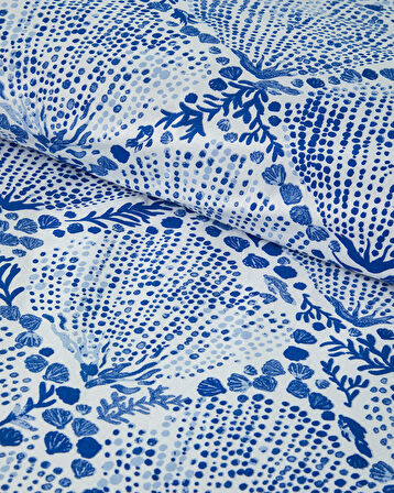 English Home Coastal Treasures Pamuklu Ranforce Tek Kişilik Nevresim Seti 160x220 cm Mavi