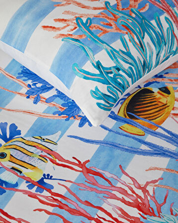 English Home Deep Ocean King Size Nevresim Seti Mavi