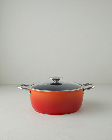 Verona Döküm Derin Tencere 24 cm Turuncu