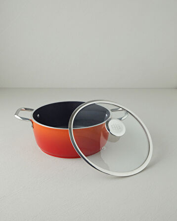 Verona Döküm Derin Tencere 24 cm Turuncu