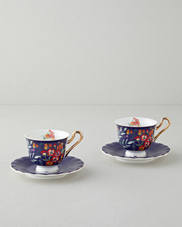English Home Miranda New Bone China 4 Parça 2 Kişilik Fincan Takımı 220 ml Lacivert