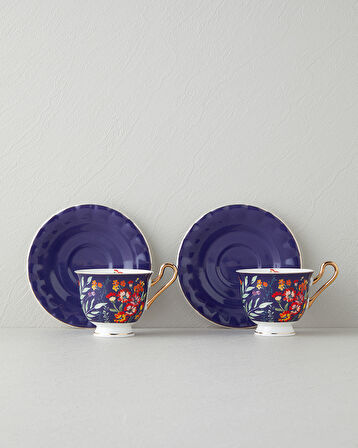 English Home Miranda New Bone China 4 Parça 2 Kişilik Fincan Takımı 220 ml Lacivert