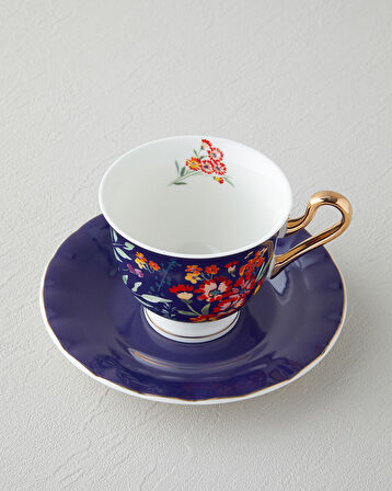 English Home Miranda New Bone China 4 Parça 2 Kişilik Fincan Takımı 220 ml Lacivert