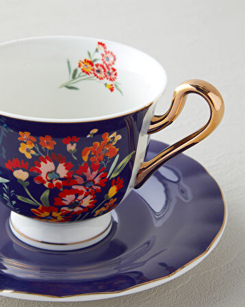 English Home Miranda New Bone China 4 Parça 2 Kişilik Fincan Takımı 220 ml Lacivert