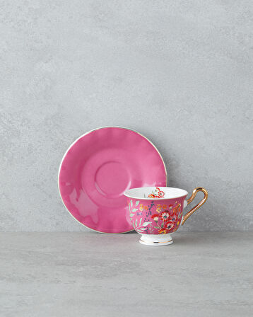 Miranda Garden New Bone China 12 Parça 6 Kişilik Kahve Fincan Takımı 90 ml Pembe