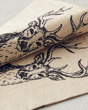 Cute Deer 12'li Kağıt Peçete 33x40 Cm Siyah