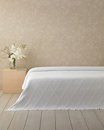 English Home Morgan Pamuk Polyester King Size Yatak Örtüsü 240x230 cm Beyaz