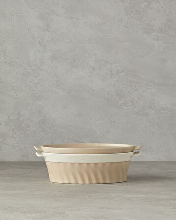 English Home Pure Stoneware Oval Fırın Tenceresi 28x17,8x8 cm Krem