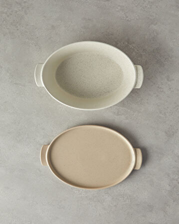 English Home Pure Stoneware Oval Fırın Tenceresi 28x17,8x8 cm Krem
