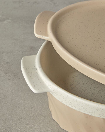 English Home Pure Stoneware Oval Fırın Tenceresi 28x17,8x8 cm Krem