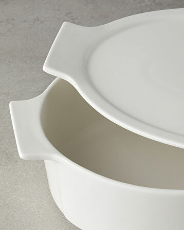 English Home Pure New Bone Oval Fırın Tenceresi 29x19x7,5 cm Beyaz