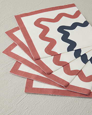 Retro Shapes 20'li Kağıt Peçete 33x33 cm Pembe