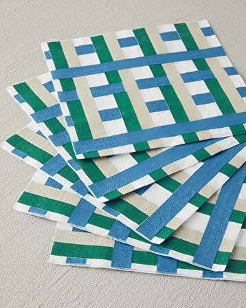 Retro Plaid 20'li Kağıt Peçete 33x33 cm Yeşil