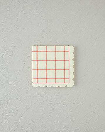 Retro Gingham 20'li Kağıt Peçete 33x33 cm Krem