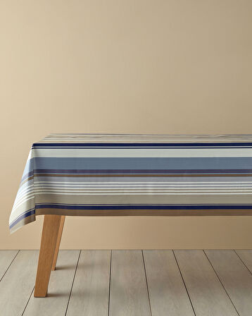 English Home Striped Pvc Masa Örtüsü 140x200 cm Lacivert