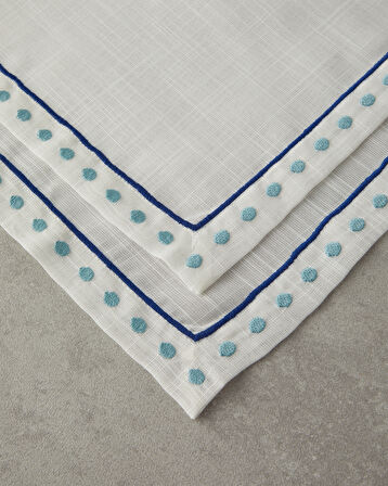 Arzu Sabancı Bounce Polyester 2'li Amerikan Servis 30x45 cm Krem - Mavi