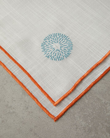 English Home Arzu Sabancı Splash Polyester 2'li Misafir Peçetesi 40x40 Krem-Turuncu