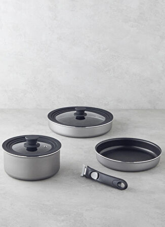 English Home Alüminyum Tencere Seti ClickEase Tencere Seti 20-24-26 Gri
