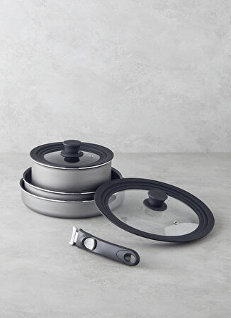 English Home Alüminyum Tencere Seti ClickEase Tencere Seti 20-24-26 Gri