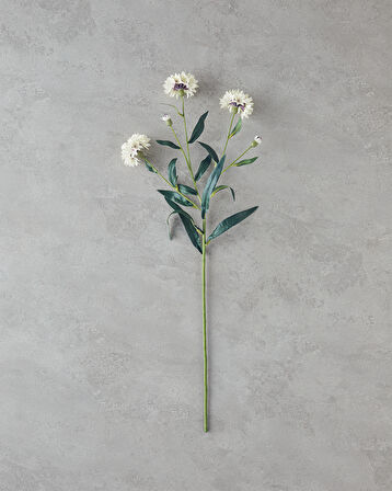 English Home Cornflower Tek Dal Yapay Çiçek 64 cm Beyaz
