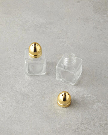 Lelia Cam 2'li Tuzluk - Biberlik 4x5 cm Gold