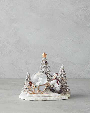 English Home Marva Yılbaşı Kar Küresi 12,5x16x14,5 cm Beyaz