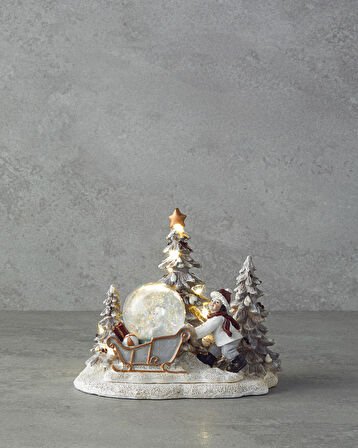 English Home Marva Yılbaşı Kar Küresi 12,5x16x14,5 cm Beyaz