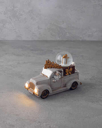 English Home Old Car Yılbaşı Kar Küresi 7x15,5x10,5 cm Gri