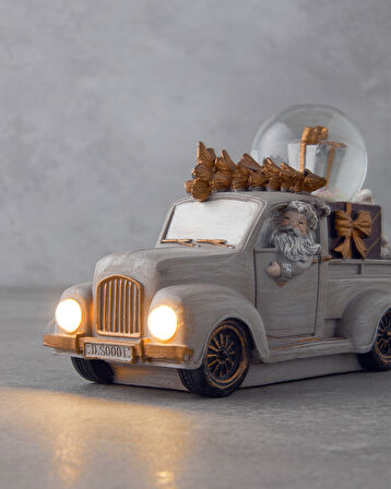 English Home Old Car Yılbaşı Kar Küresi 7x15,5x10,5 cm Gri