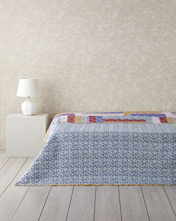 English Home Log Cabin Patchwork Çift Kişilik Çok Amaçlı Örtü Pembe