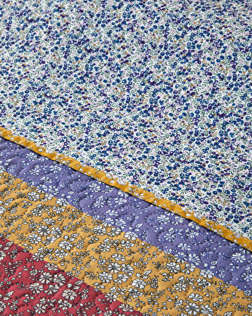 English Home Log Cabin Patchwork Çift Kişilik Çok Amaçlı Örtü Pembe