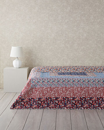 English Home Fanciful Patchwork King Size Çok Amaçlı Örtü Bordo