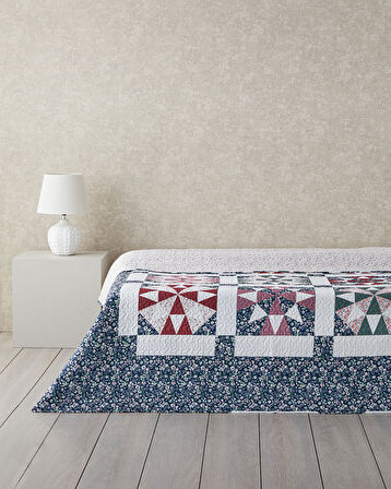 English Home Vintage Lace Patchwork Tek Kişilik Çok Amaçlı Örtü Siyah