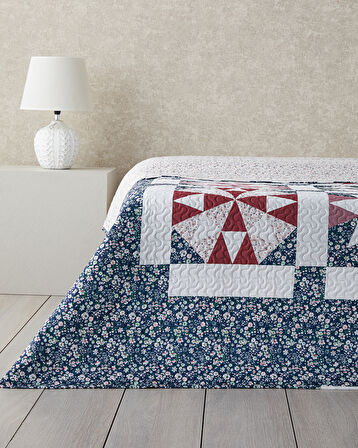 English Home Vintage Lace Patchwork Tek Kişilik Çok Amaçlı Örtü Siyah