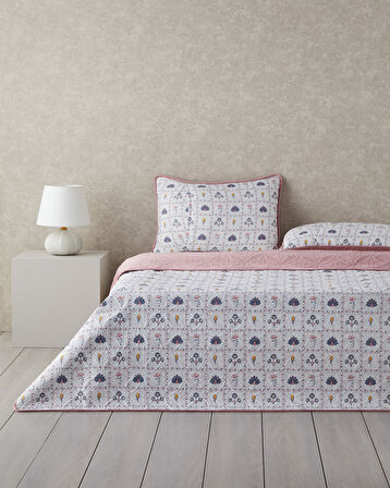 English Home Ornate Fancy Kadife King Size Yatak Örtüsü Takımı Gül Kurusu