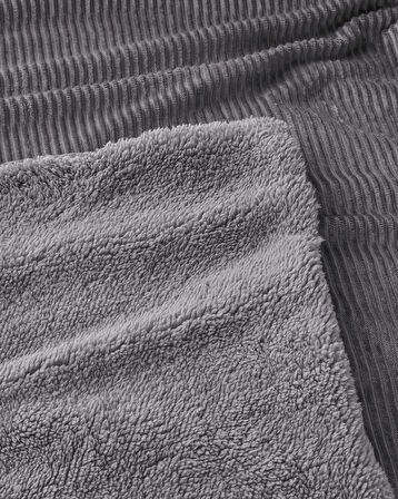 English Home Corduroy Sherpa Kadife Tv Battaniye 120x160 cm Gri