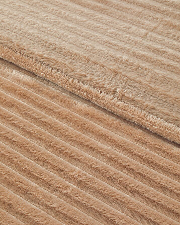 Modern Line Çizgili Super Soft Çift Kişilik Battaniye 200x220 cm Bej