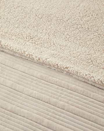 English Home Bright Line Sherpa Supersoft Çift Kişilik Battaniye 200x220 cm Krem